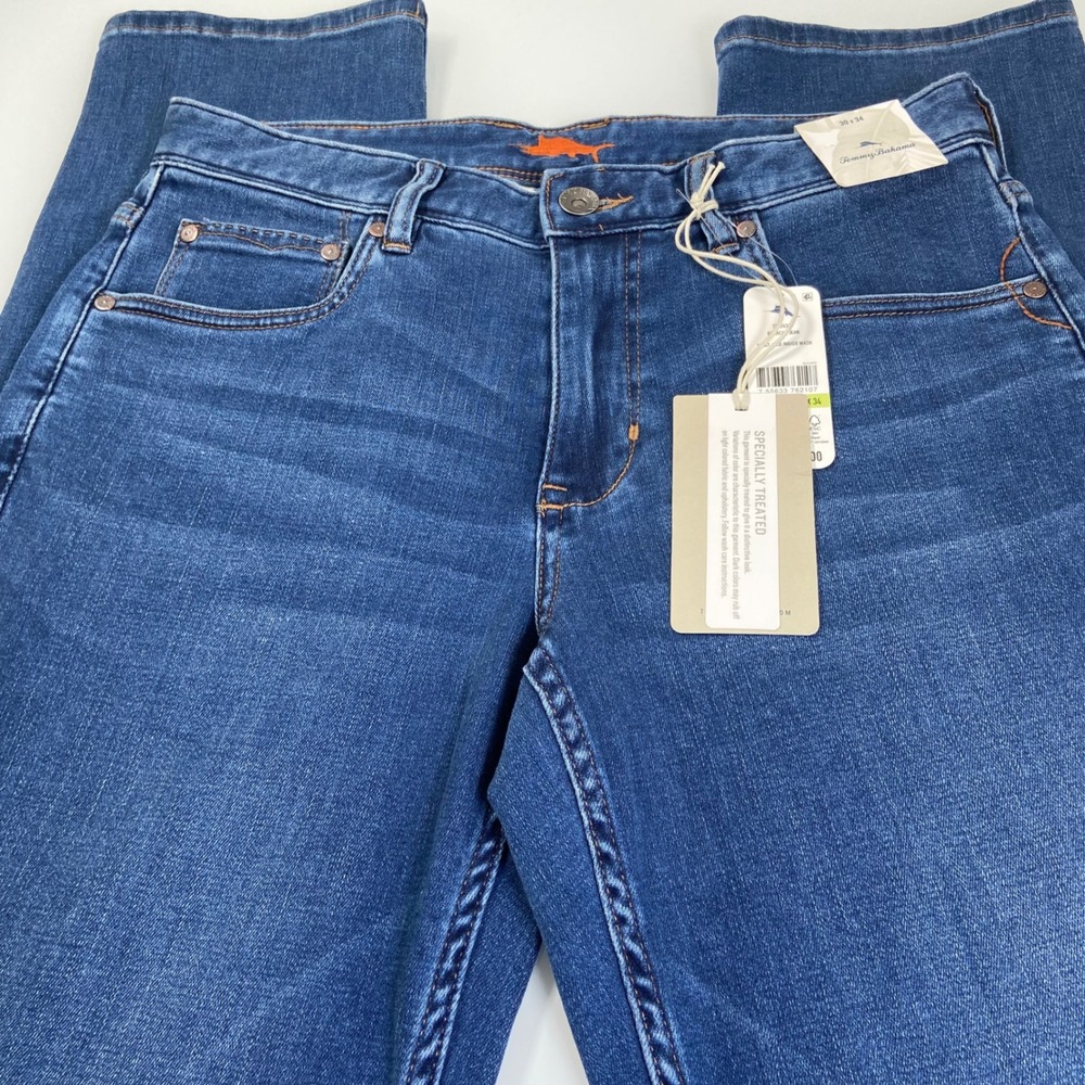 Tommy Bahama Mens 30x34 Blue Boracay Jean NEW Indigo Wash‎ Straight Stretch FLAW